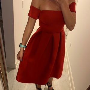 Red midi dress
